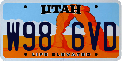 UT license plate W986VD