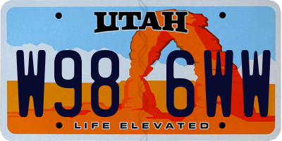 UT license plate W986WW