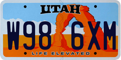 UT license plate W986XM