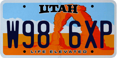 UT license plate W986XP