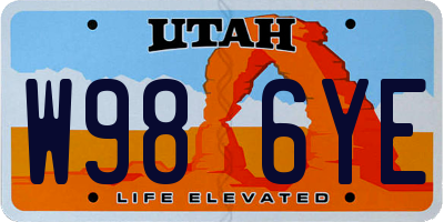UT license plate W986YE