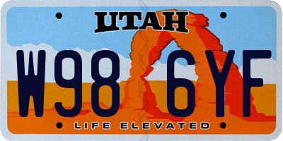 UT license plate W986YF