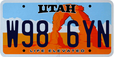 UT license plate W986YN
