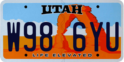 UT license plate W986YU