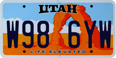 UT license plate W986YW