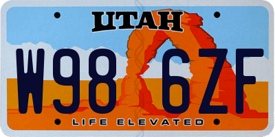 UT license plate W986ZF