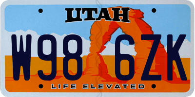 UT license plate W986ZK