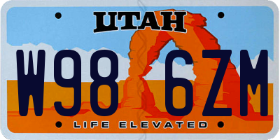 UT license plate W986ZM