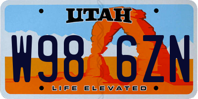 UT license plate W986ZN