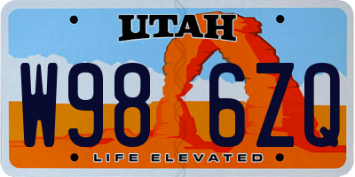 UT license plate W986ZQ