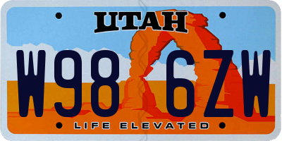 UT license plate W986ZW