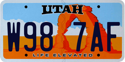 UT license plate W987AF