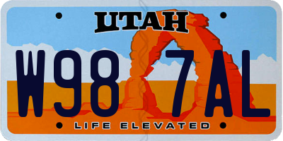UT license plate W987AL