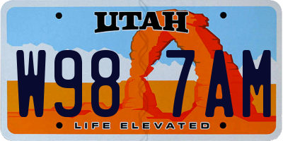 UT license plate W987AM