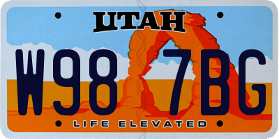 UT license plate W987BG