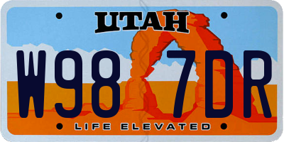 UT license plate W987DR