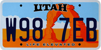 UT license plate W987EB