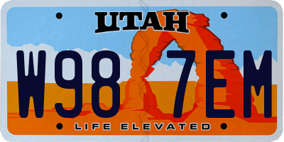 UT license plate W987EM