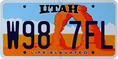 UT license plate W987FL
