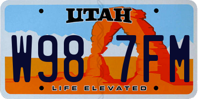 UT license plate W987FM