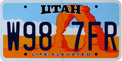 UT license plate W987FR