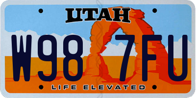 UT license plate W987FU