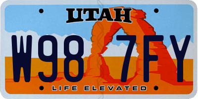 UT license plate W987FY