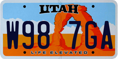 UT license plate W987GA