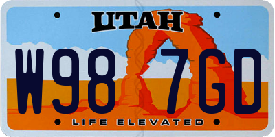UT license plate W987GD