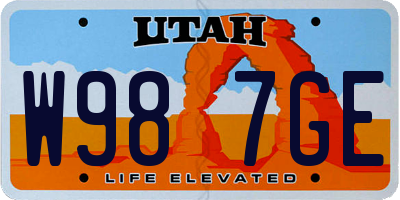 UT license plate W987GE