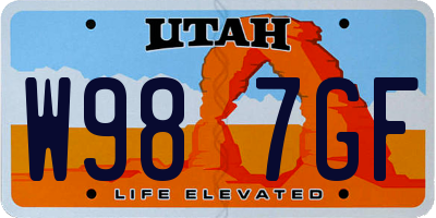 UT license plate W987GF