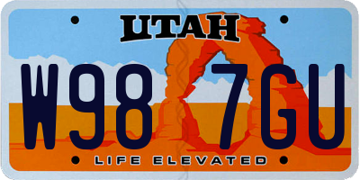 UT license plate W987GU