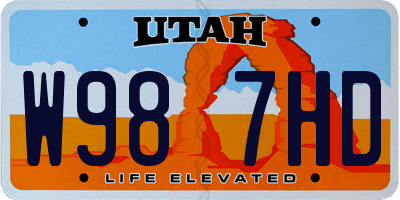 UT license plate W987HD