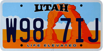 UT license plate W987IJ