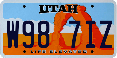 UT license plate W987IZ