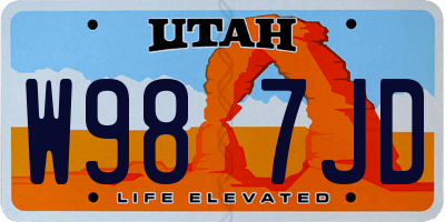 UT license plate W987JD