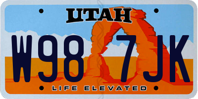 UT license plate W987JK