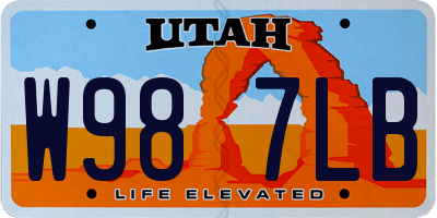 UT license plate W987LB