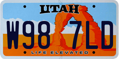 UT license plate W987LD