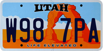 UT license plate W987PA