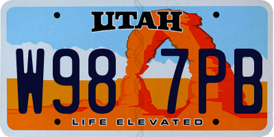UT license plate W987PB