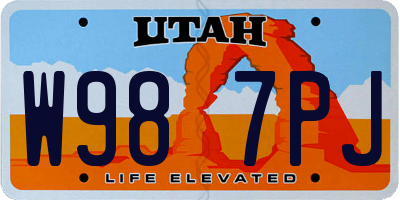 UT license plate W987PJ