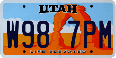 UT license plate W987PM