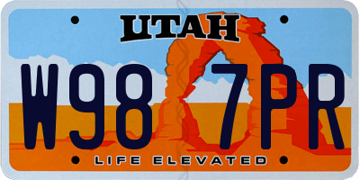 UT license plate W987PR