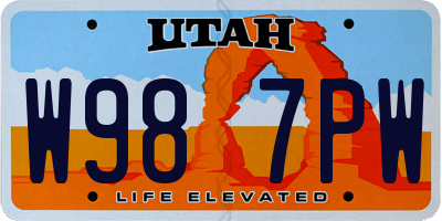 UT license plate W987PW