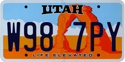 UT license plate W987PY