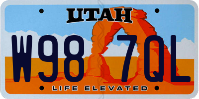 UT license plate W987QL