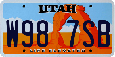 UT license plate W987SB
