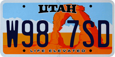 UT license plate W987SD