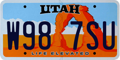 UT license plate W987SU
